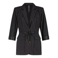 Zip73 Blazer Drawstring Pinestripe Black