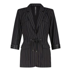 Zip73 Blazer Drawstring Pinestripe Black