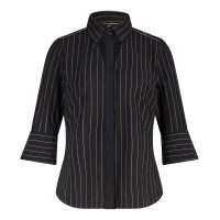Zip73 Blouse Cut-Out Pinestripe Black