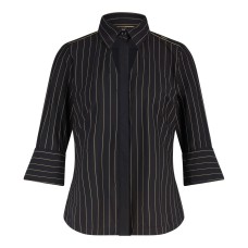 Zip73 Blouse Cut-Out Pinestripe Black