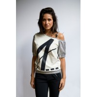 Zip73 Top One Shoulder Sliver/Navy