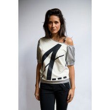 Zip73 Top One Shoulder Sliver/Navy